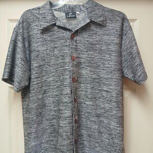 Positano Vintage Men's Silver Black Shiny Disco Buttondown Shirt Size Medium